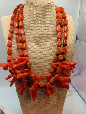 Red Coral-Style Statement Necklace - Women Jewelry